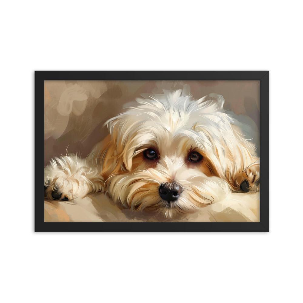 Havanese Puppy Resting Digital Painting Framed Poster - Oh Posters