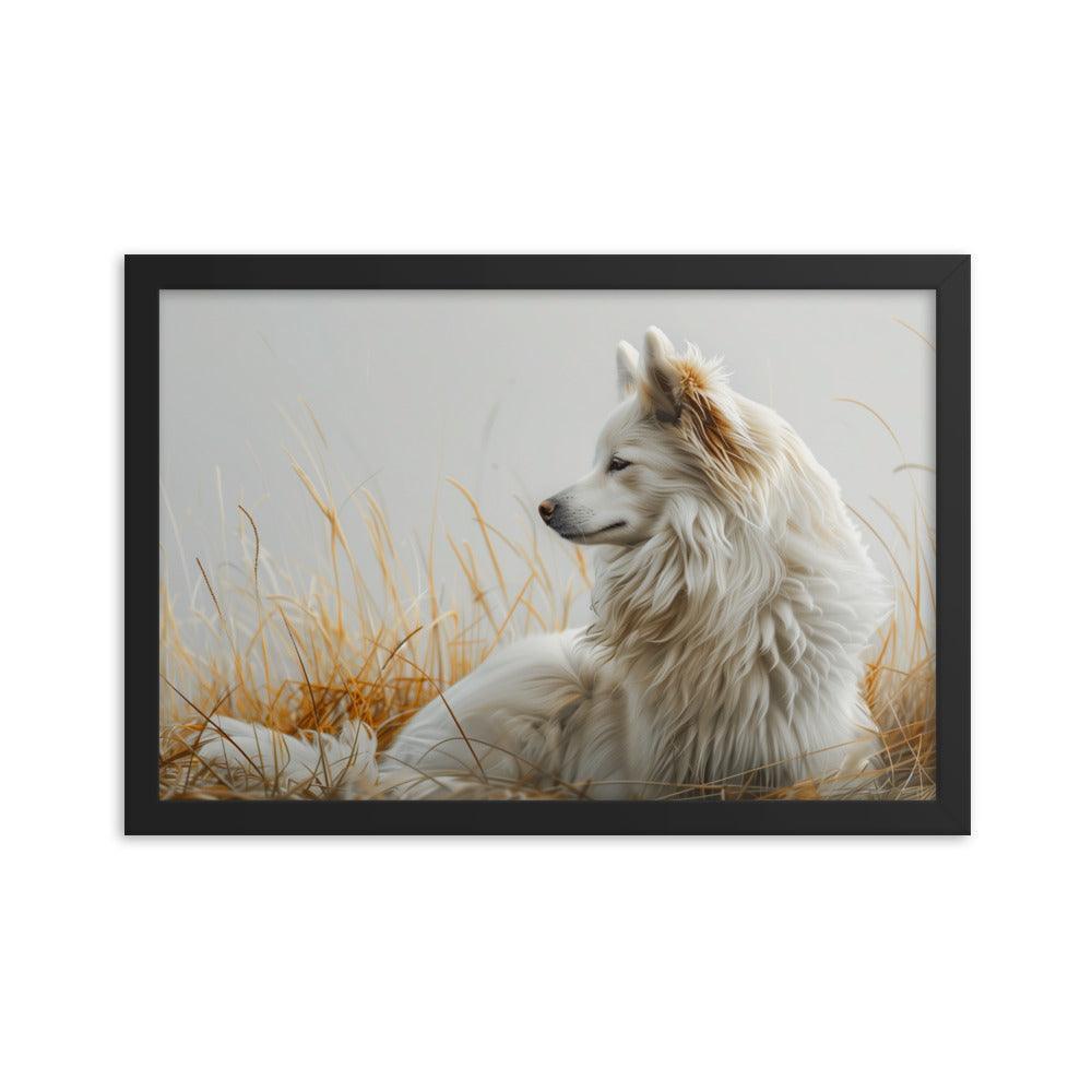 Icelandic Sheepdog in Golden Field Art Framed Poster - Oh Posters