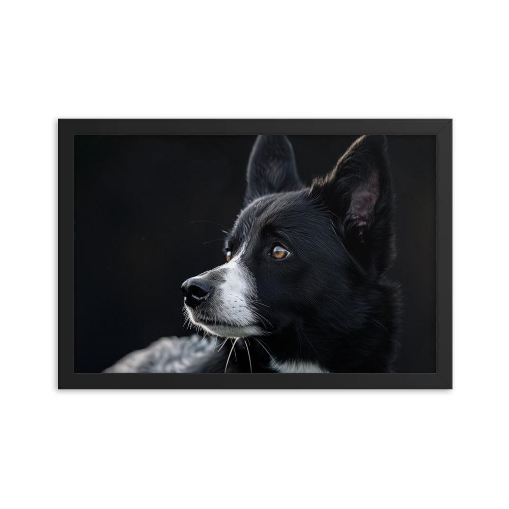 Karelian Bear Dog Side Profile Painting Framed Poster - Oh Posters