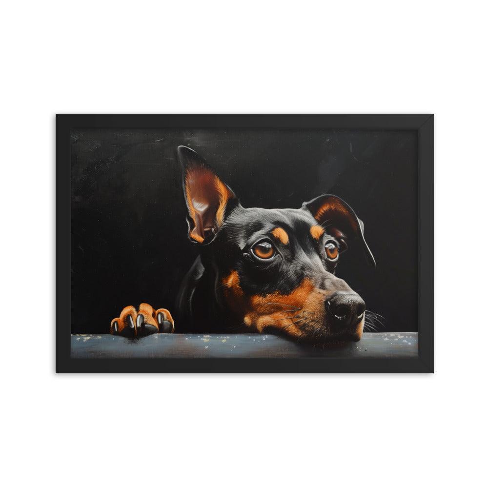 Manchester Terrier Painting with Dark Background Framed Poster - Oh Posters