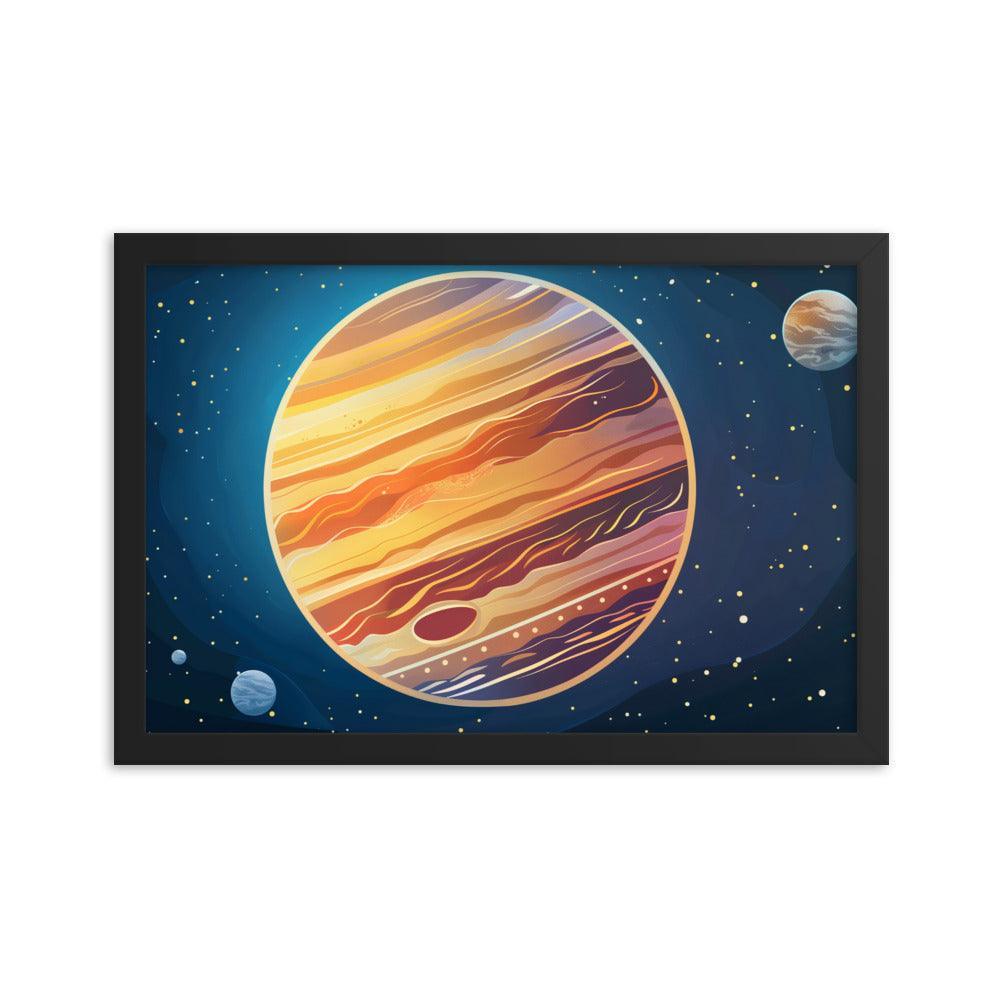 Jupiter Colorful Space Illustration Astronomy Art Framed Poster - Oh Posters