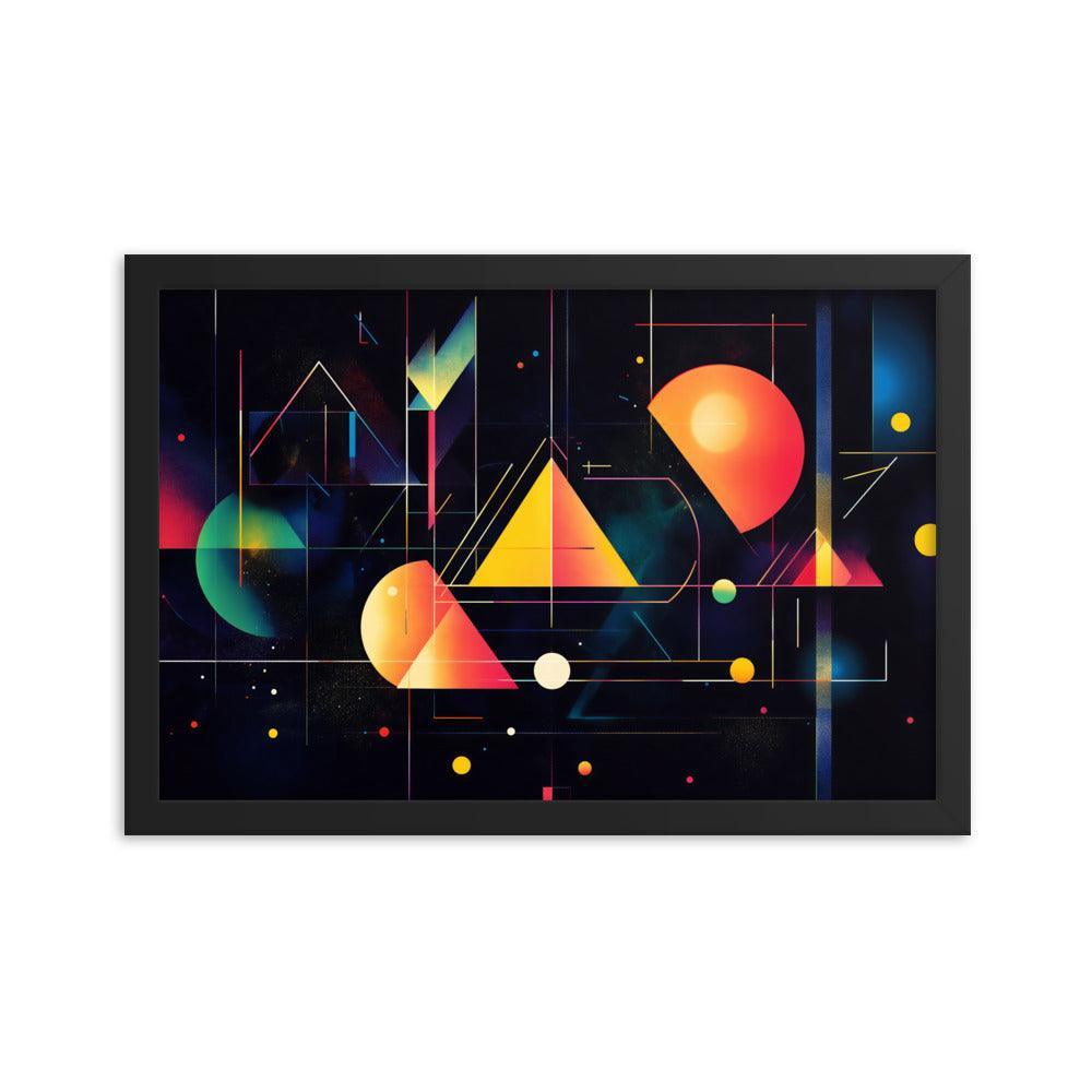 Cosmic Geometric Art with Abstract Shapes and Colorful Patterns for Modern Aesthetics Framed Poster - Oh Posters