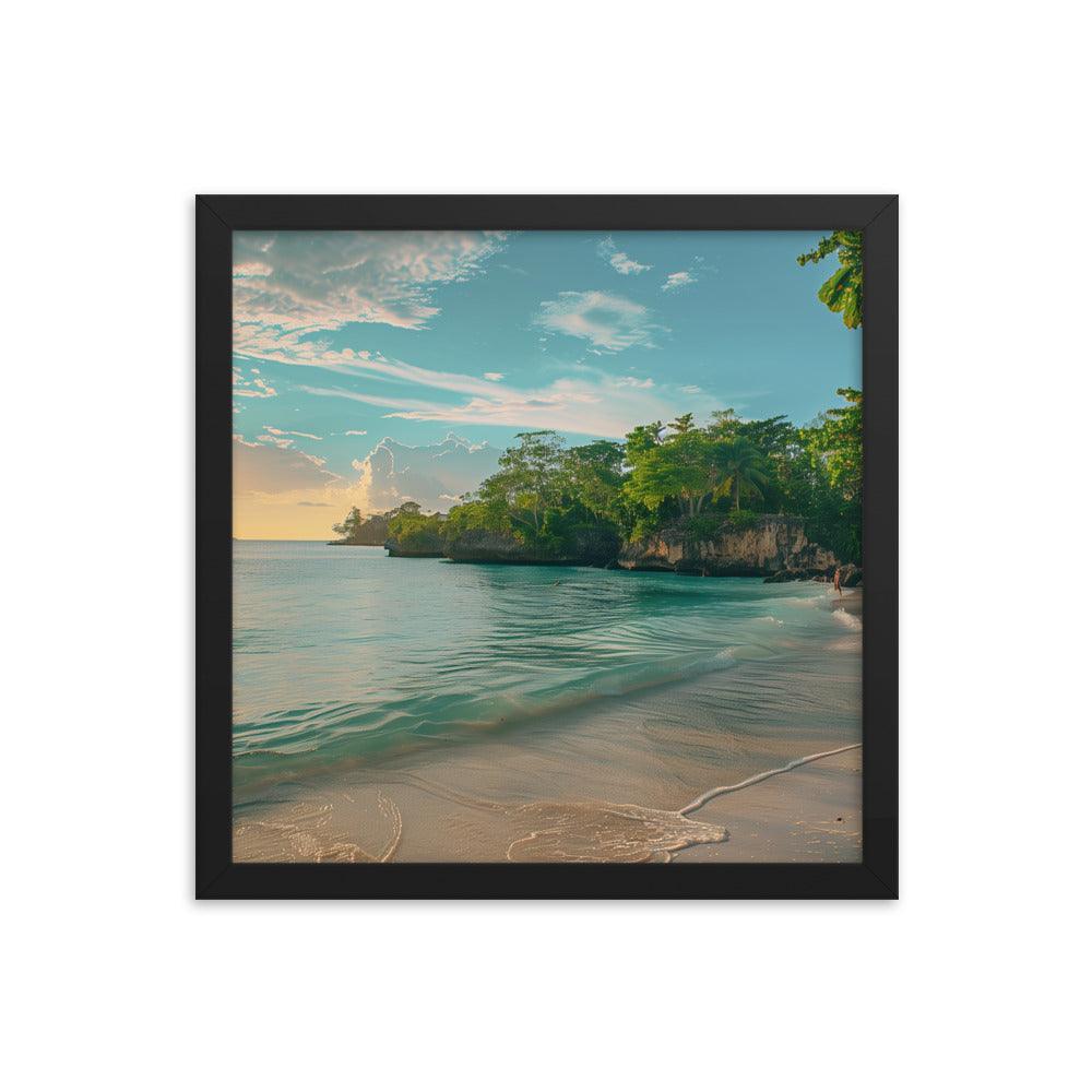 Jamaica Tranquil Seaside Sunset Framed Poster - Oh Posters