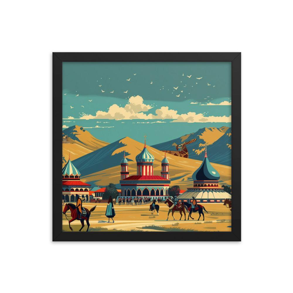 Kazakhstan Traditional Nomadic Settlement Framed Poster - Oh Posters