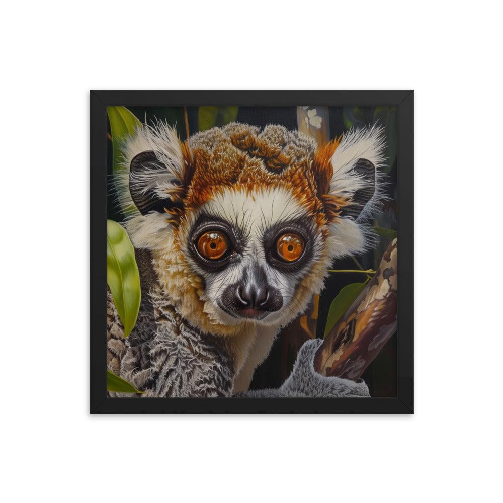 Madagascar Brown Lemur Realistic Wildlife Art Framed Poster - Oh Posters