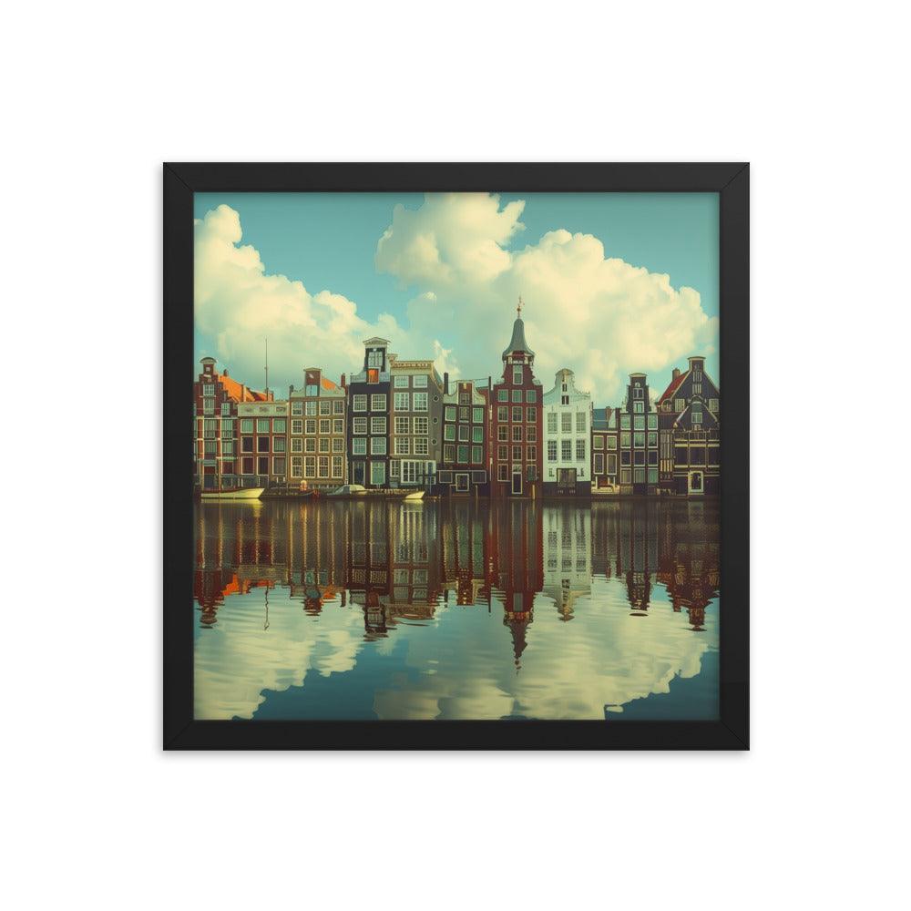 Netherlands Historic Amsterdam Canal Houses Framed Poster - Oh Posters