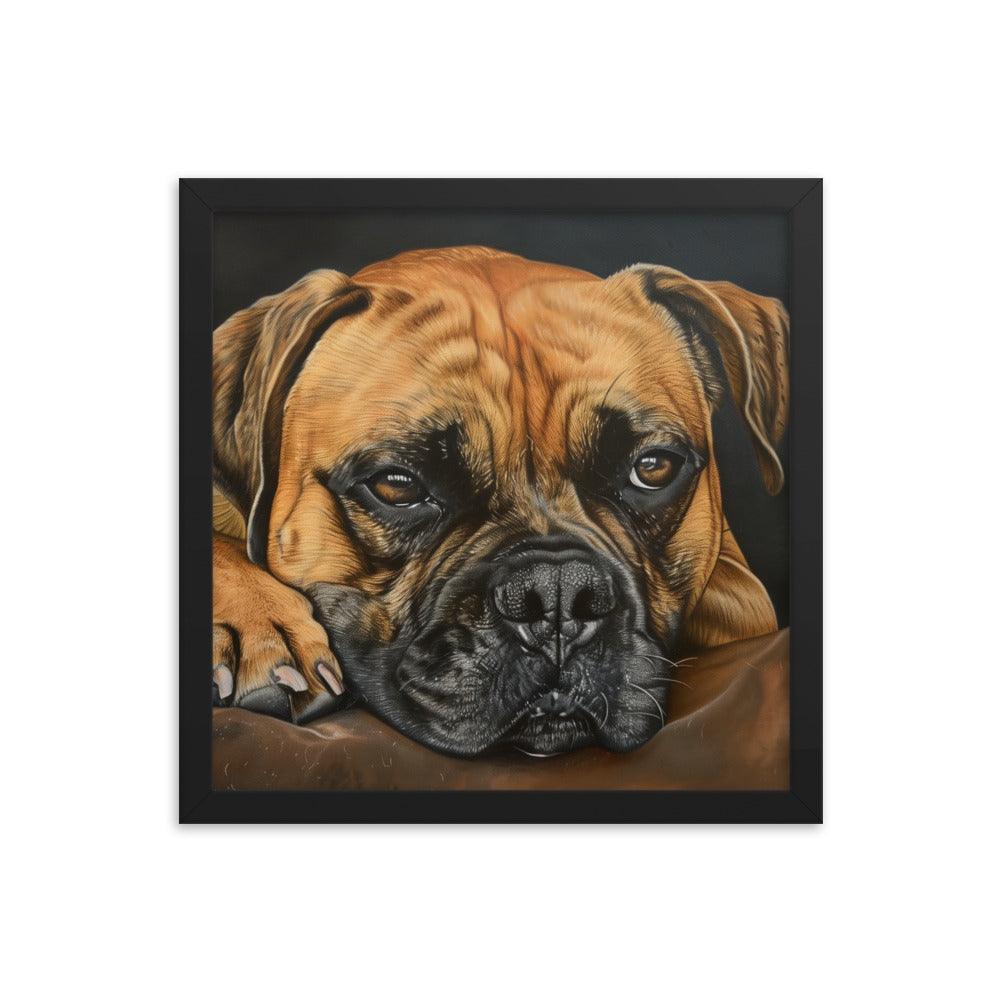 Bullmastiff Resting Portrait Painting Framed Poster - Oh Posters