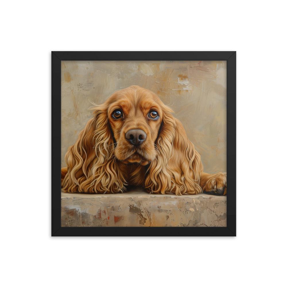 English Cocker Spaniel Resting on Textured Background Painting Framed Poster - Oh Posters