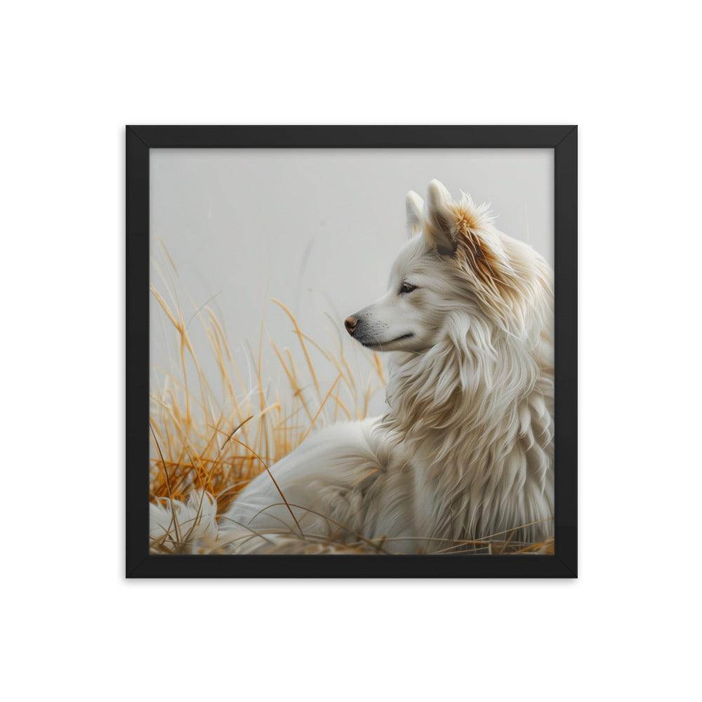 Icelandic Sheepdog in Golden Field Art Framed Poster - Oh Posters