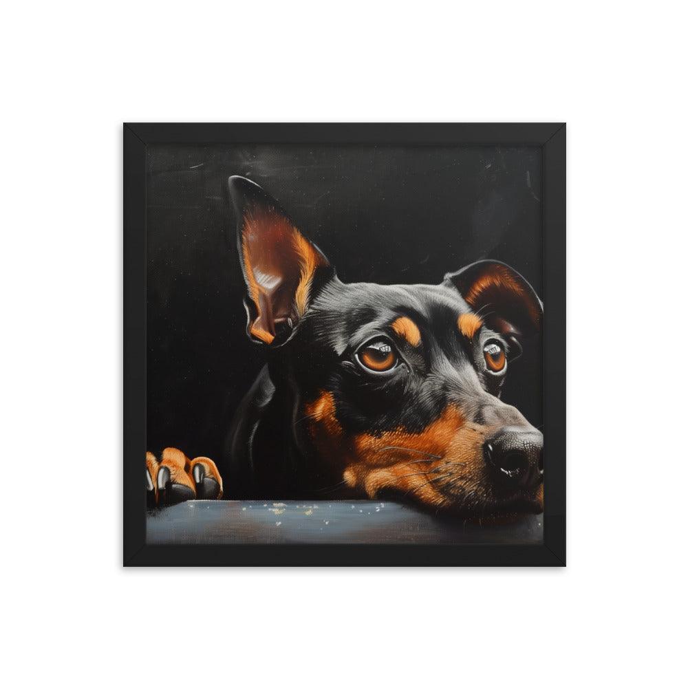 Manchester Terrier Painting with Dark Background Framed Poster - Oh Posters