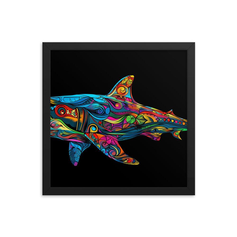 Hammerhead Shark Colorful Abstract Art Digital Design Framed Poster - Oh Posters