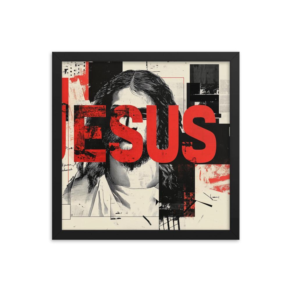 Jesus Typography Heals Abstract Collage Art Framed Poster - Oh Posters