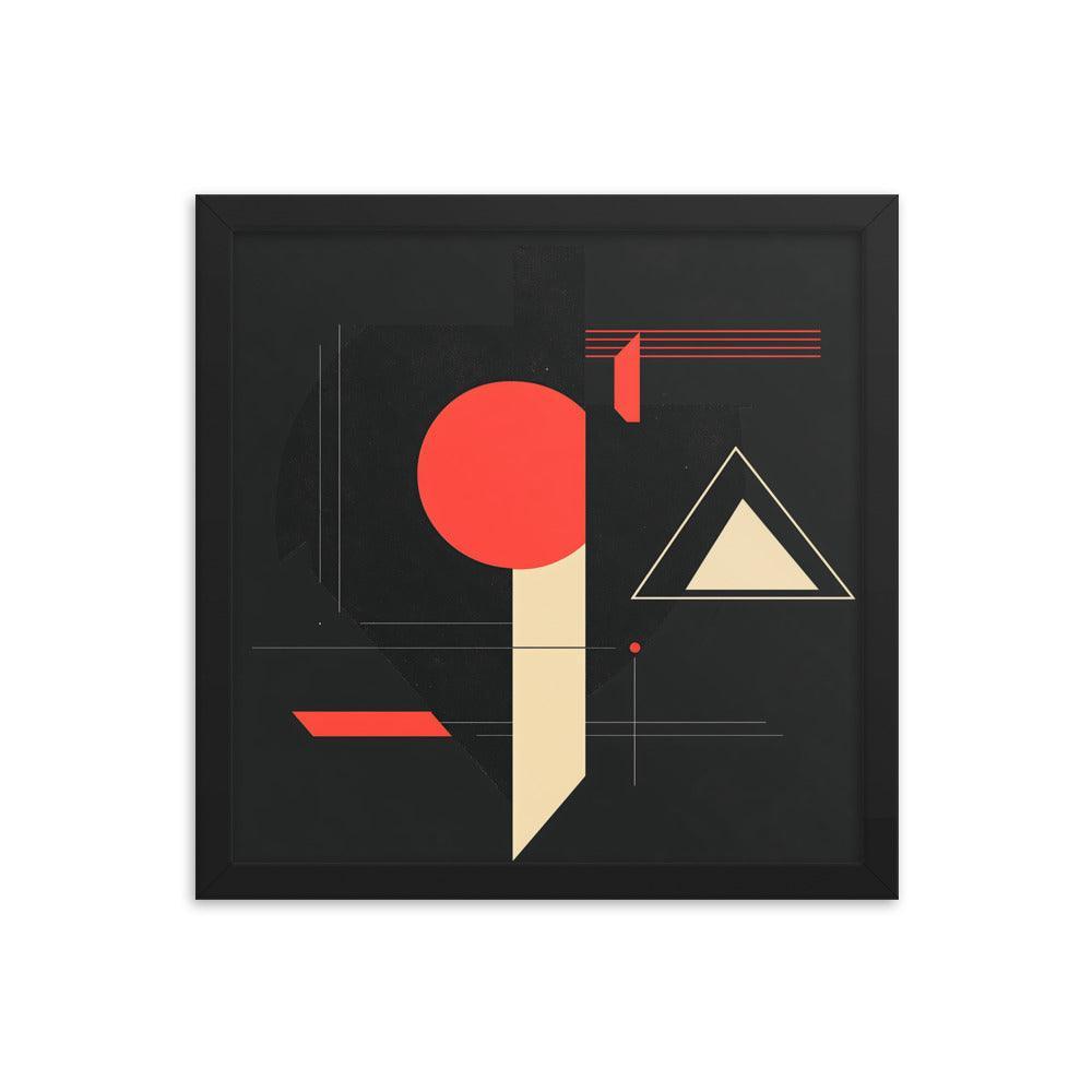 Bold Geometric Art Shapes Red Circle Black Framed Poster - Oh Posters