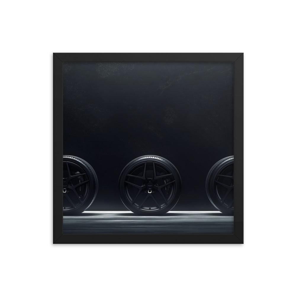 Car Wheels Trio Under Starry Night Sky Framed Poster - Oh Posters