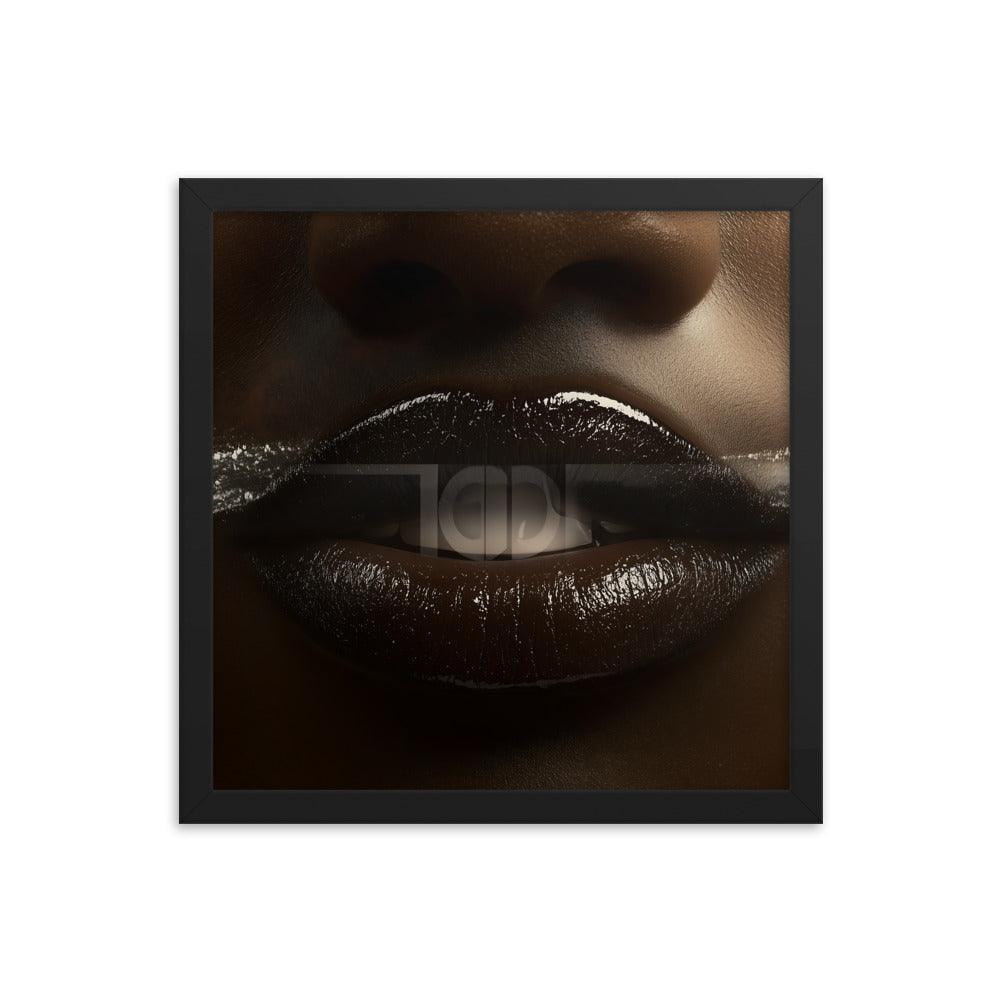 Bold Abstract Face Art with White Accents for Modern Aesthetic Framed Poster - Oh Posters