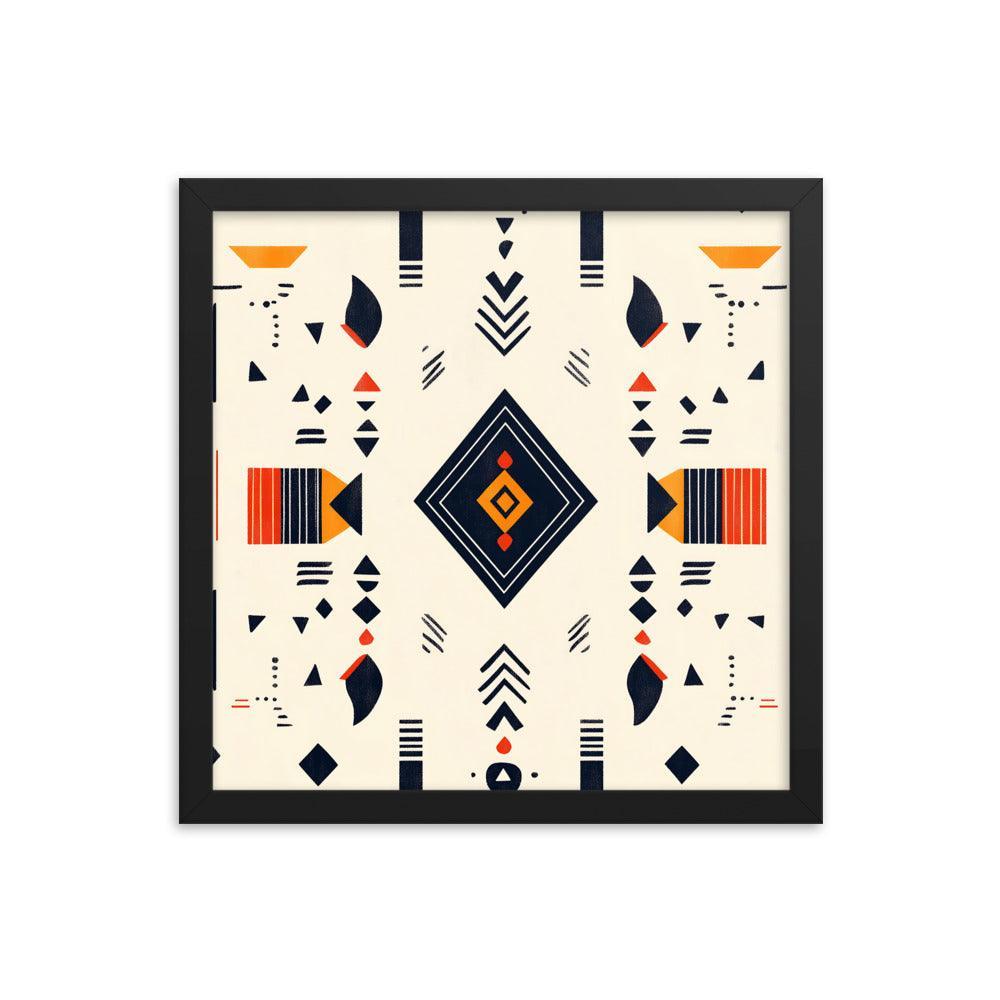 Boho Geometric Pattern with Tribal Vibes Framed Poster - Oh Posters