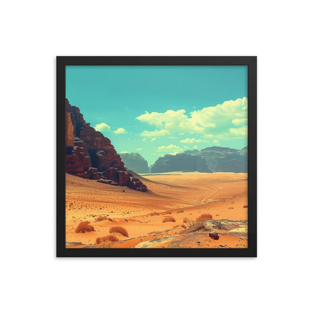 Jordan Wadi Rum Desert Camel Landscape Framed Poster - Oh Posters