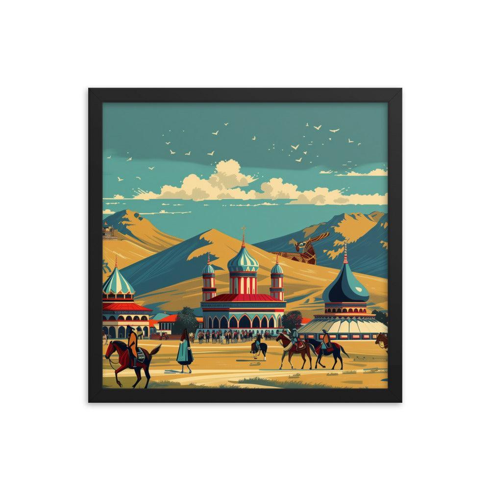 Kazakhstan Traditional Nomadic Settlement Framed Poster - Oh Posters