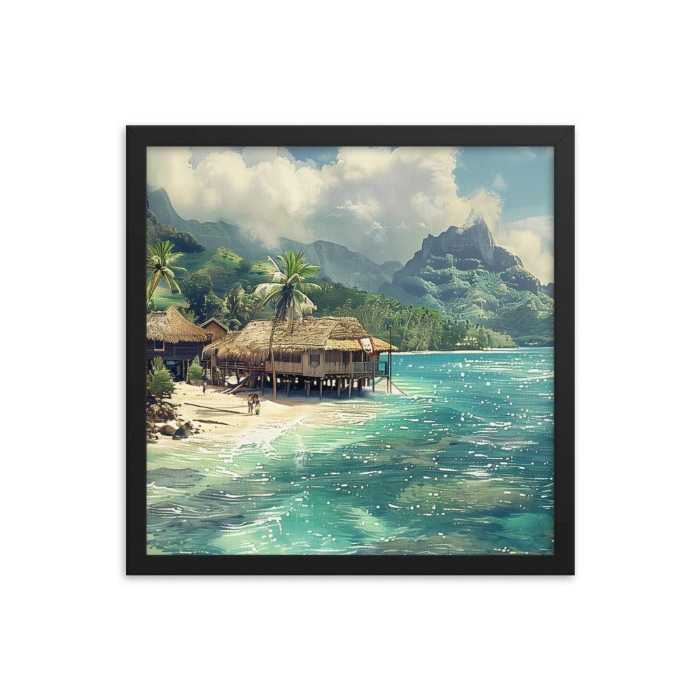 Nauru Tropical Beachside Village Framed Poster - Oh Posters