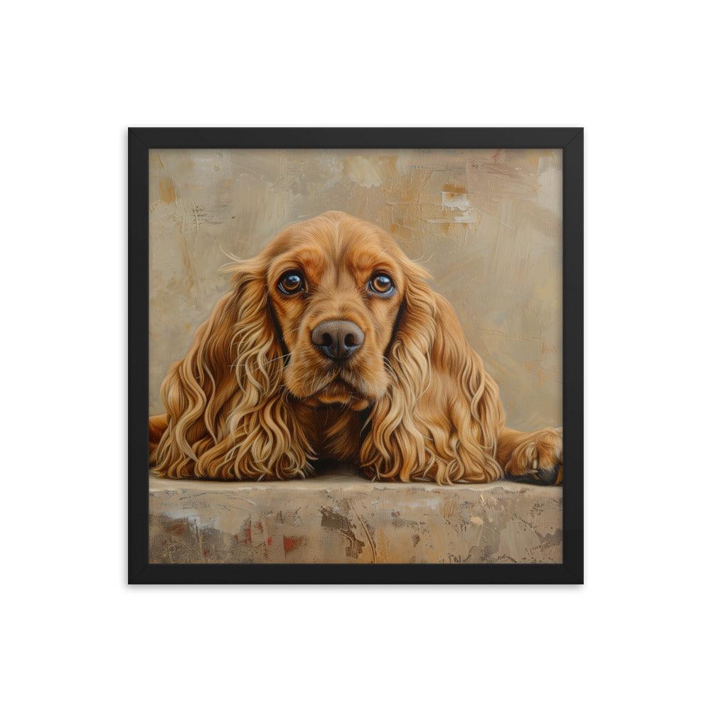 English Cocker Spaniel Resting on Textured Background Painting Framed Poster - Oh Posters