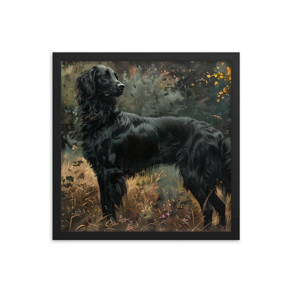 Flat-Coated Retriever in Forest Painting Framed Poster - Oh Posters