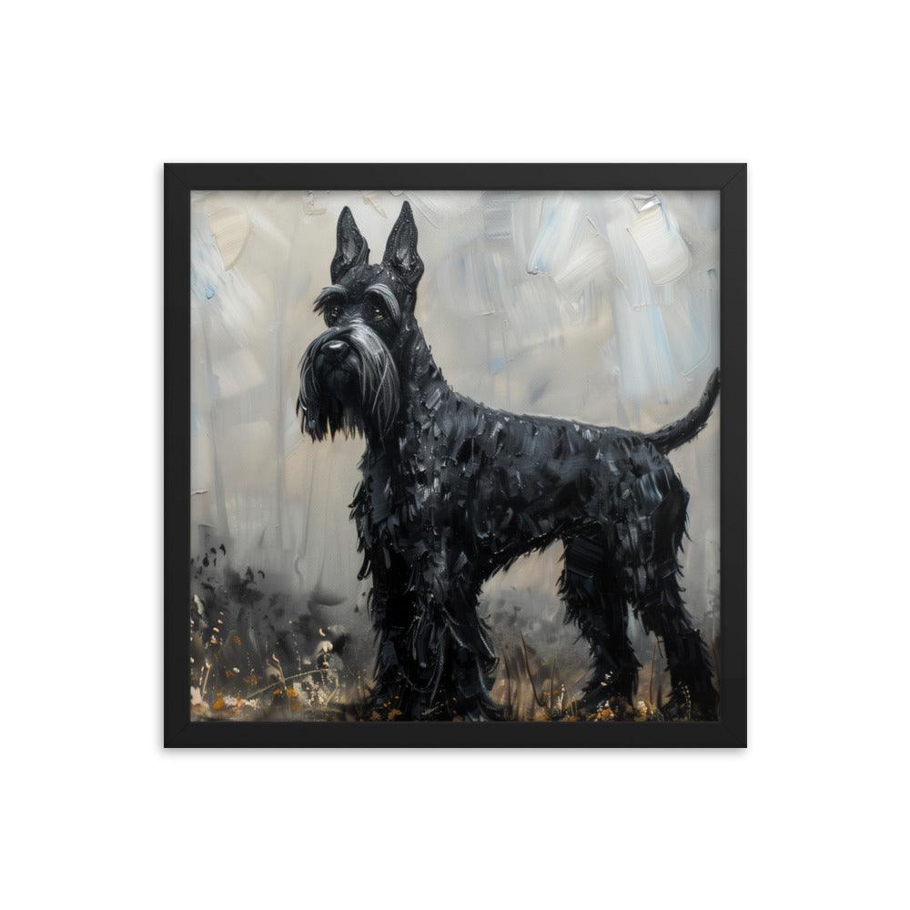 Giant Schnauzer Abstract Black and Gray Portrait Framed Poster - Oh Posters