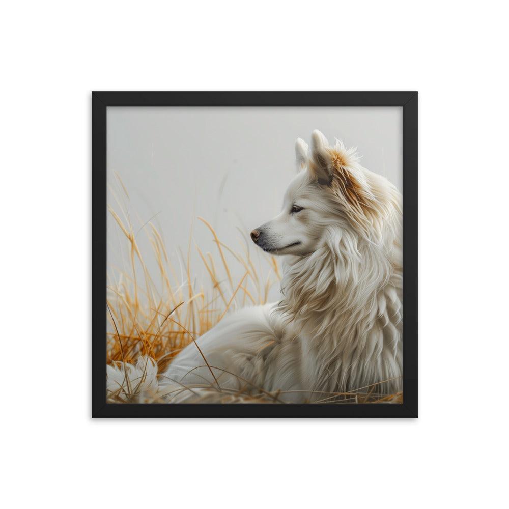 Icelandic Sheepdog in Golden Field Art Framed Poster - Oh Posters