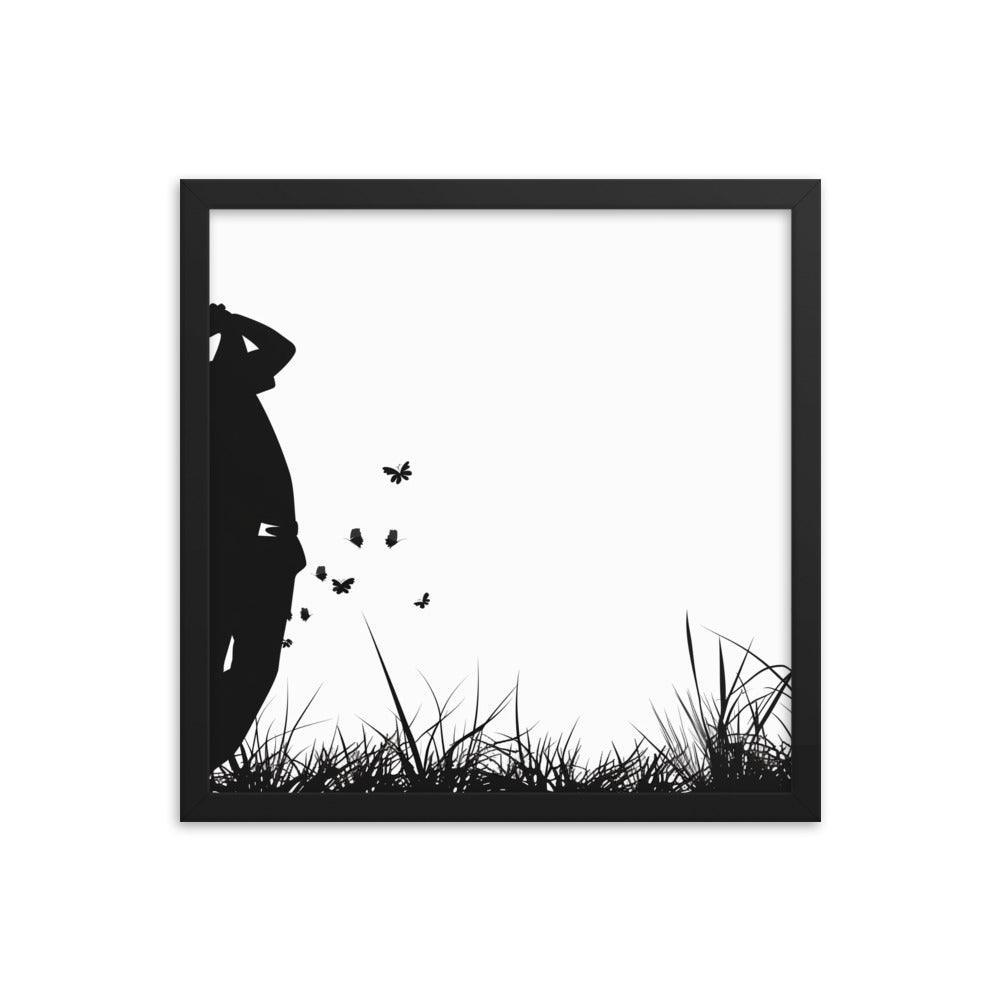 Golfer Silhouette Swinging Action Black and White Art Framed Poster - Oh Posters