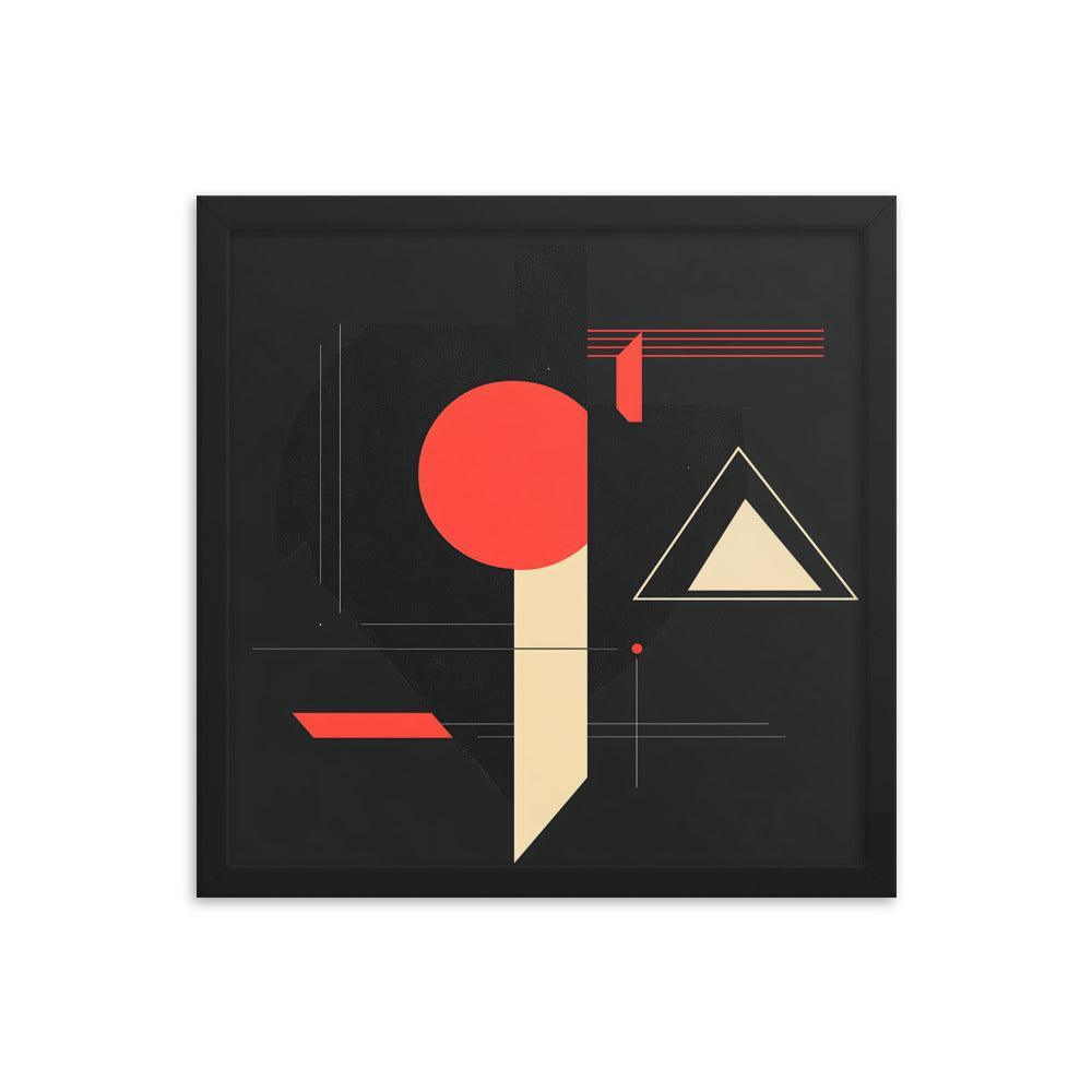 Bold Geometric Art Shapes Red Circle Black Framed Poster - Oh Posters