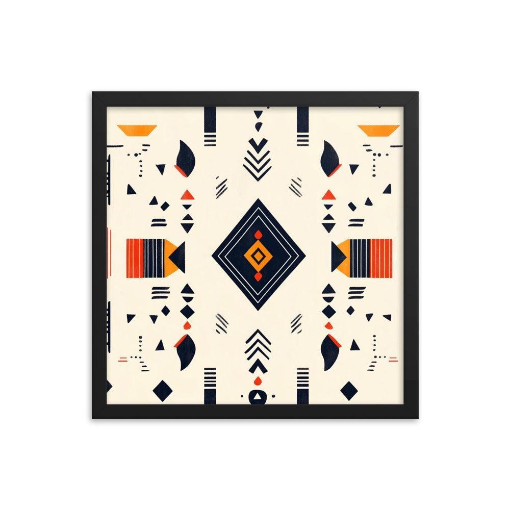 Boho Geometric Pattern with Tribal Vibes Framed Poster - Oh Posters