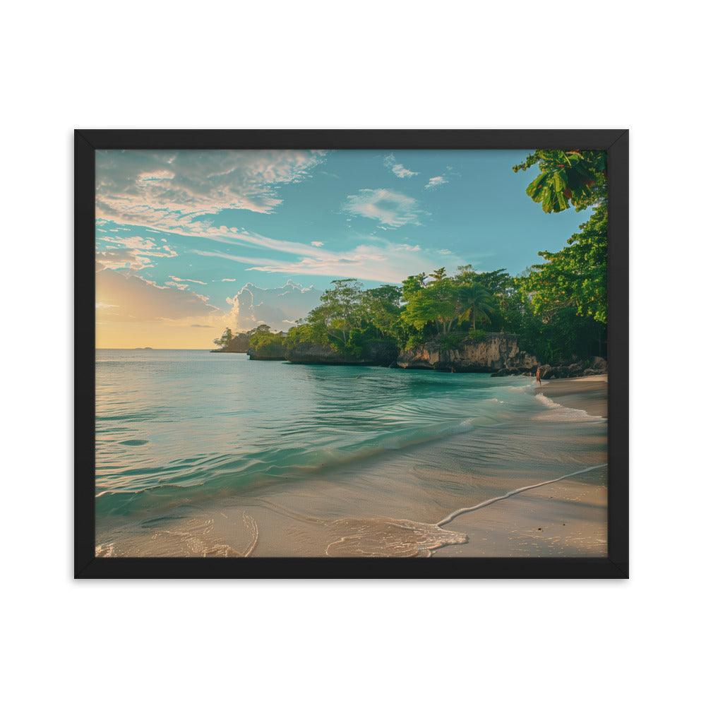 Jamaica Tranquil Seaside Sunset Framed Poster - Oh Posters