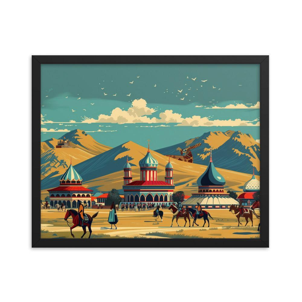 Kazakhstan Traditional Nomadic Settlement Framed Poster - Oh Posters