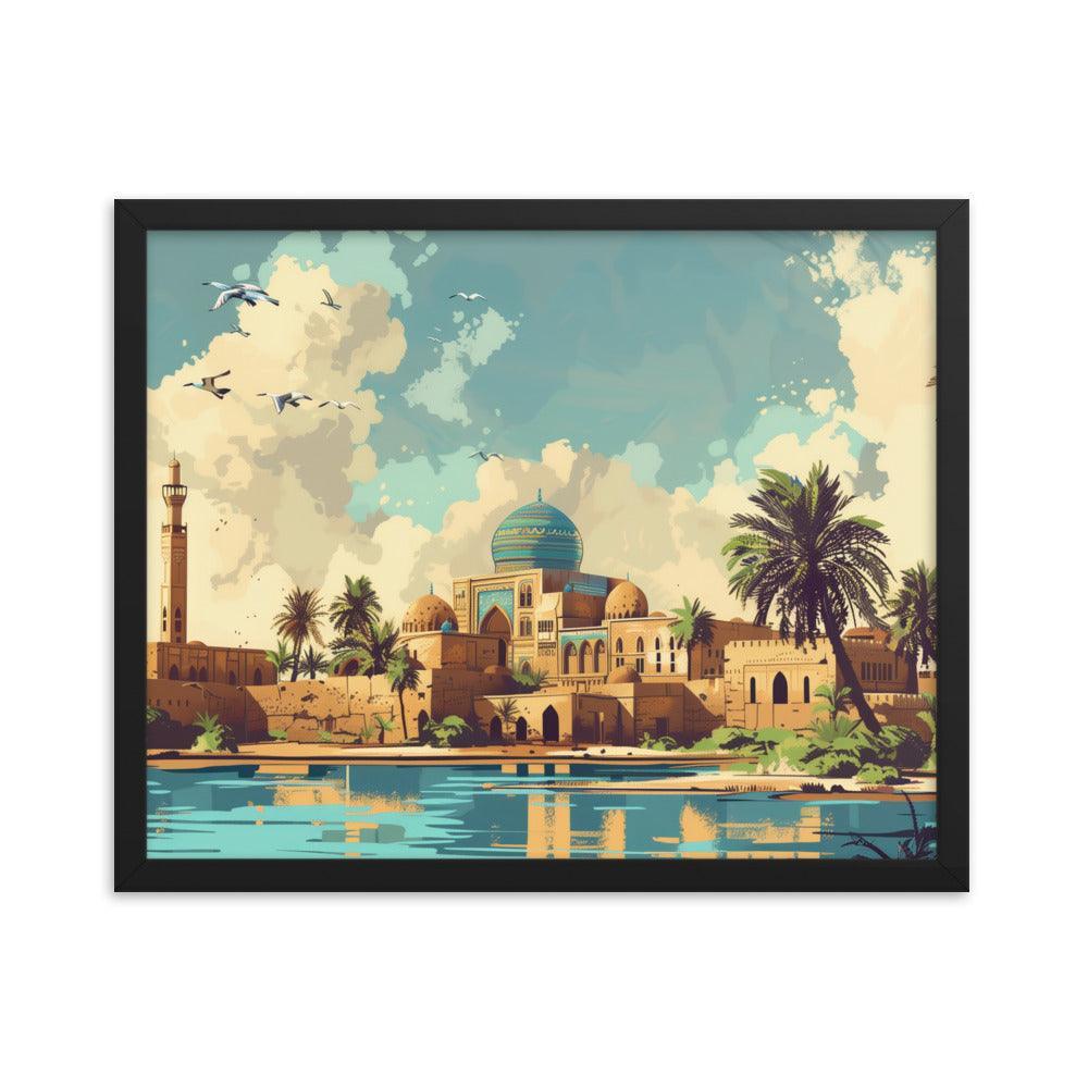 Iraq Riverside Mosque Tropical Landscape Framed Poster - Oh Posters