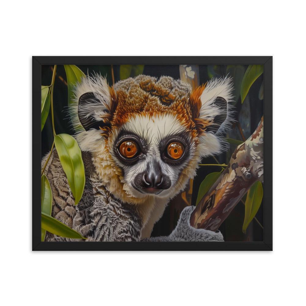 Madagascar Brown Lemur Realistic Wildlife Art Framed Poster - Oh Posters