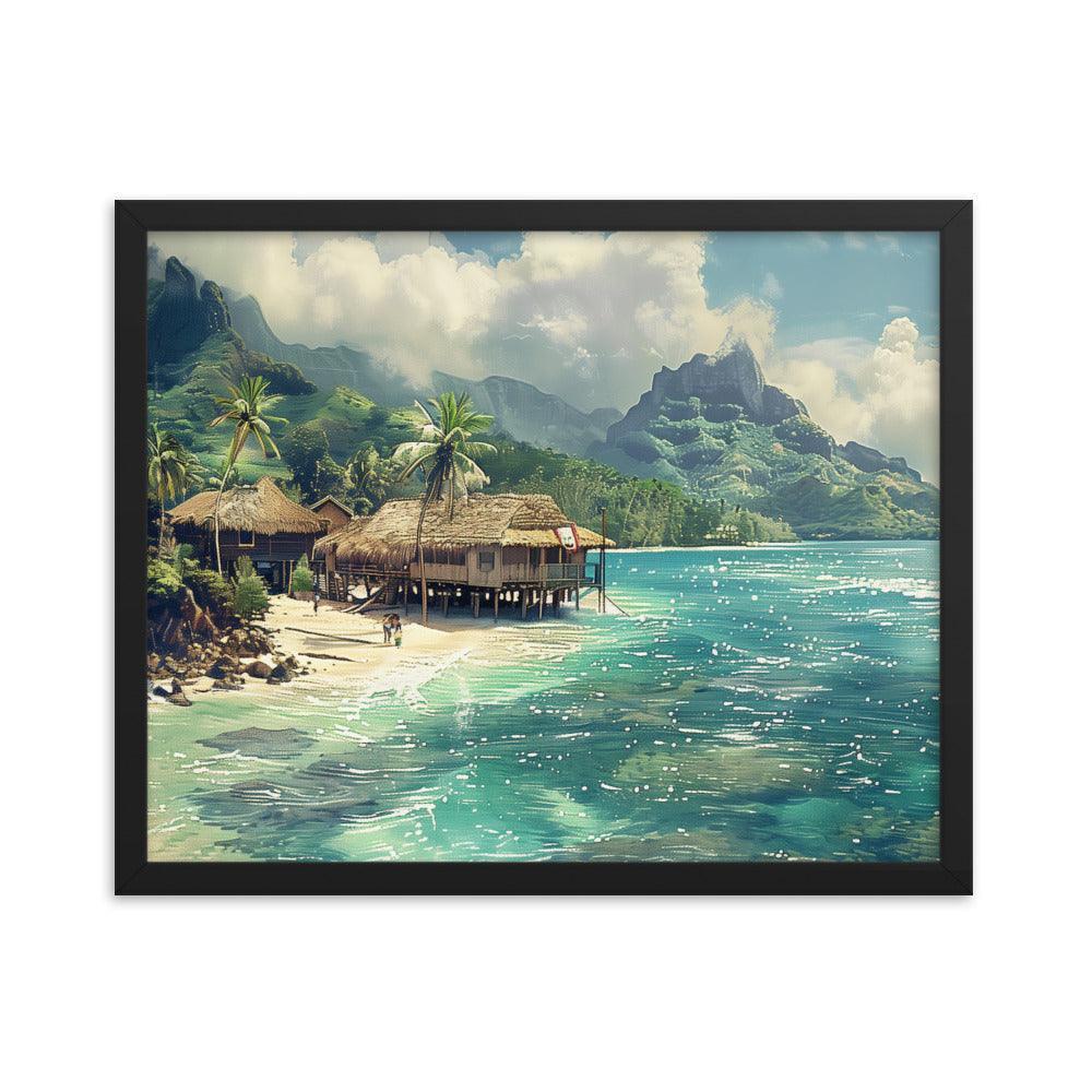 Nauru Tropical Beachside Village Framed Poster - Oh Posters