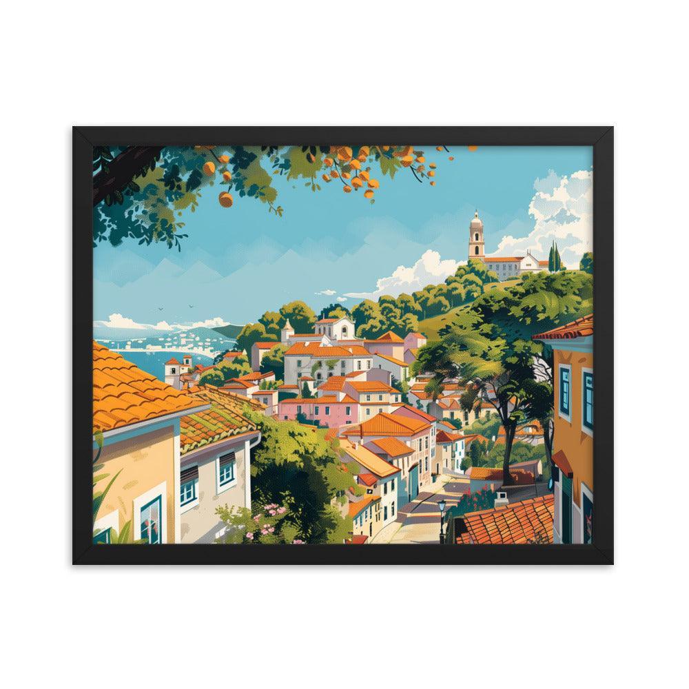 Portugal Charming Hillside Village Framed Poster - Oh Posters