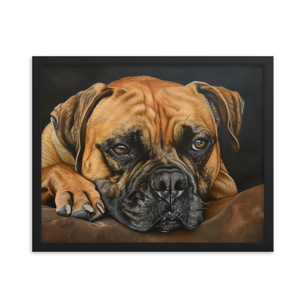 Bullmastiff Resting Portrait Painting Framed Poster - Oh Posters