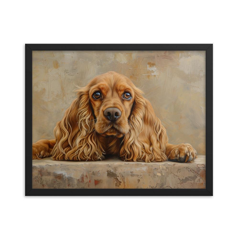 English Cocker Spaniel Resting on Textured Background Painting Framed Poster - Oh Posters