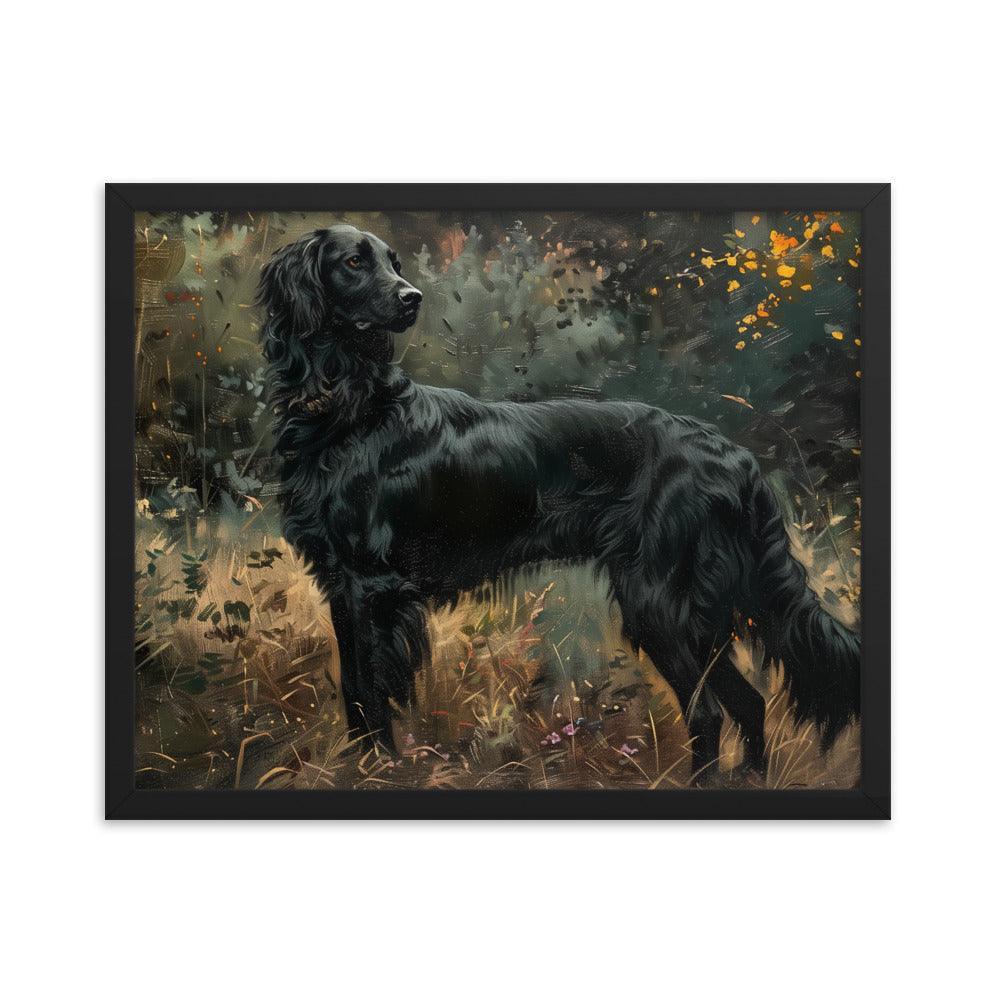 Flat-Coated Retriever in Forest Painting Framed Poster - Oh Posters