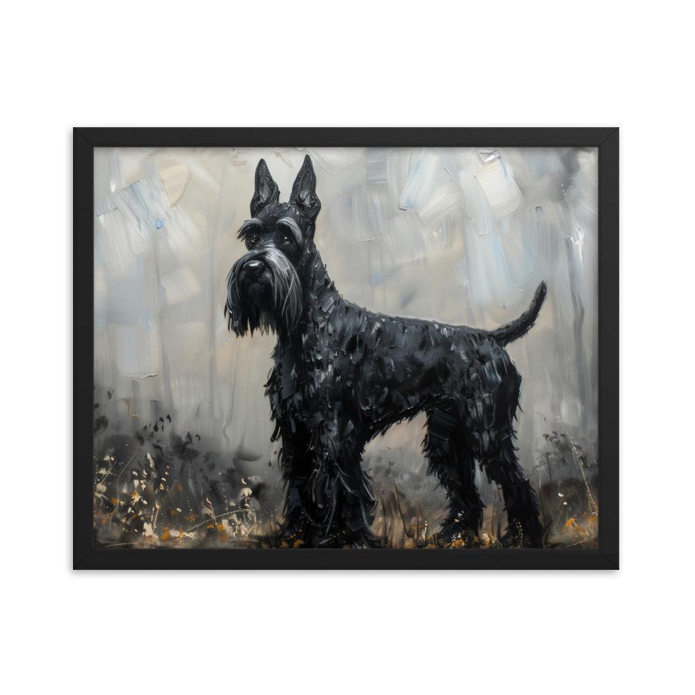 Giant Schnauzer Abstract Black and Gray Portrait Framed Poster - Oh Posters