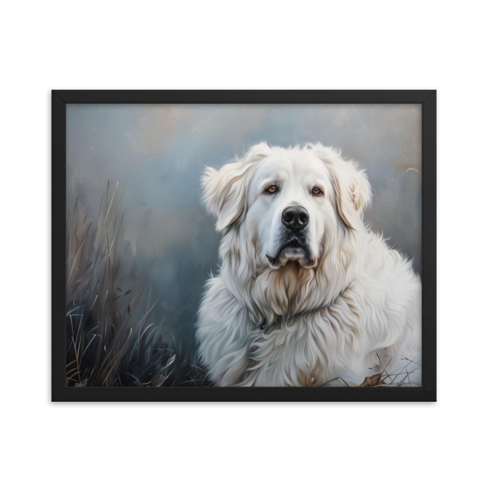 Great Pyrenees Majestic Winter Portrait Framed Poster - Oh Posters