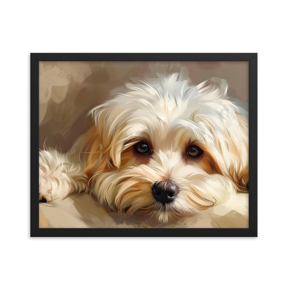 Havanese Puppy Resting Digital Painting Framed Poster - Oh Posters