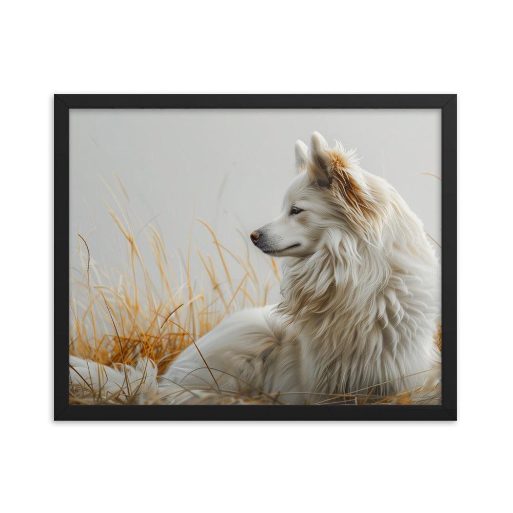 Icelandic Sheepdog in Golden Field Art Framed Poster - Oh Posters