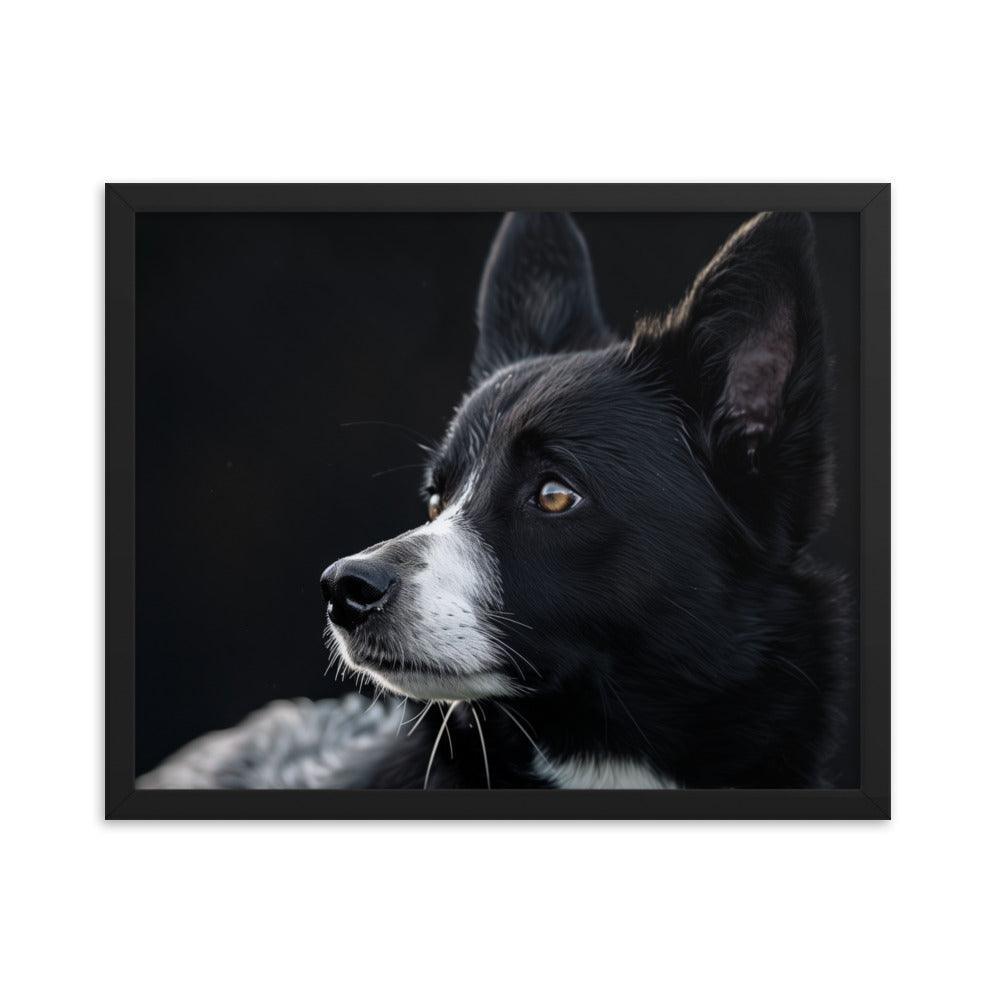 Karelian Bear Dog Side Profile Painting Framed Poster - Oh Posters