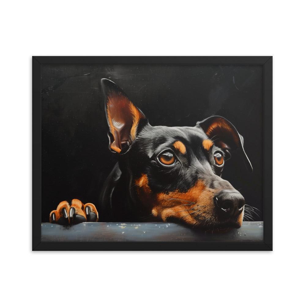 Manchester Terrier Painting with Dark Background Framed Poster - Oh Posters