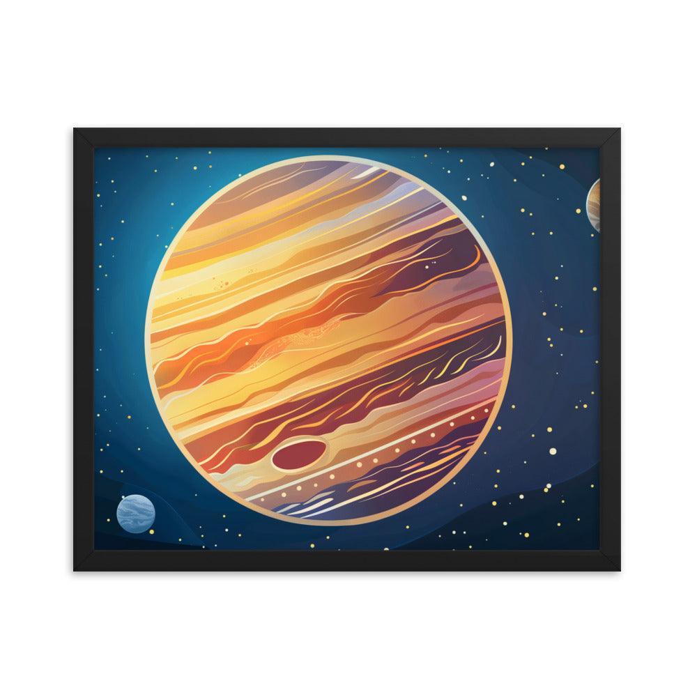 Jupiter Colorful Space Illustration Astronomy Art Framed Poster - Oh Posters