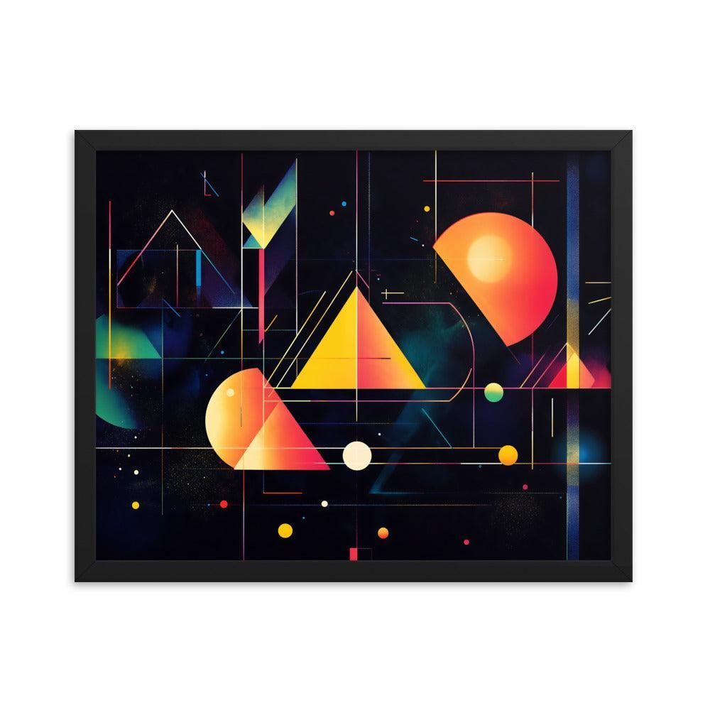 Cosmic Geometric Art with Abstract Shapes and Colorful Patterns for Modern Aesthetics Framed Poster - Oh Posters