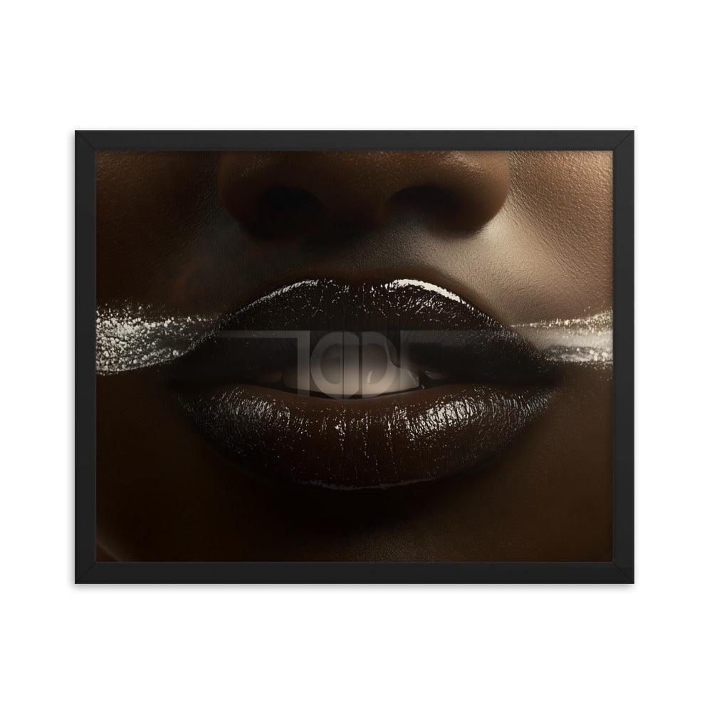 Bold Abstract Face Art with White Accents for Modern Aesthetic Framed Poster - Oh Posters