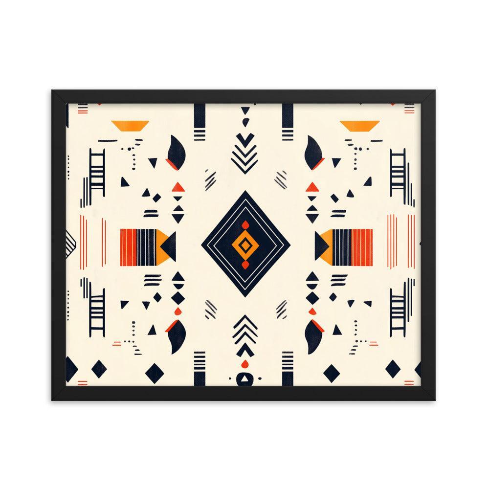 Boho Geometric Pattern with Tribal Vibes Framed Poster - Oh Posters