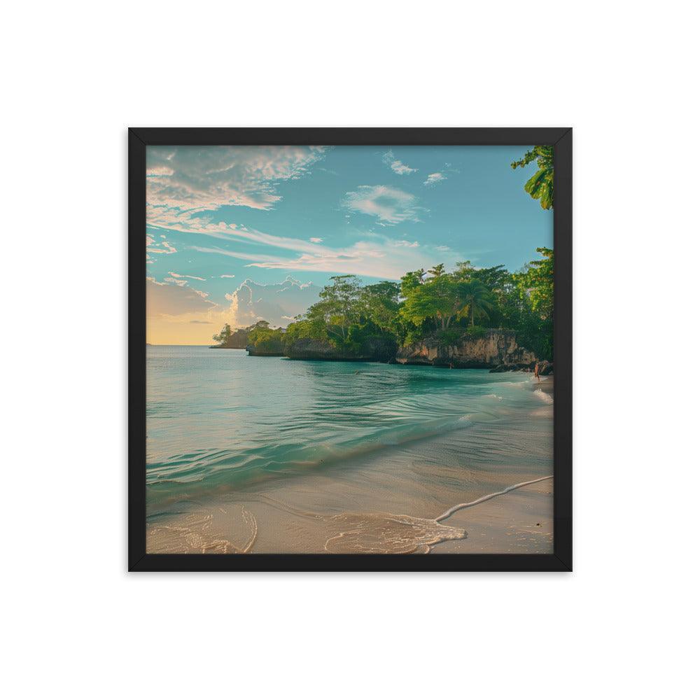 Jamaica Tranquil Seaside Sunset Framed Poster - Oh Posters